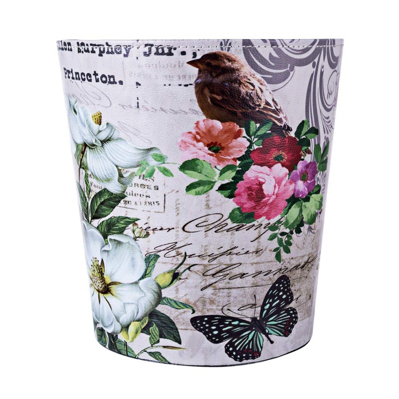Lingxuinfo Scakbyer Small Trash Can Wastebasket, PU Leather Decorative Trash