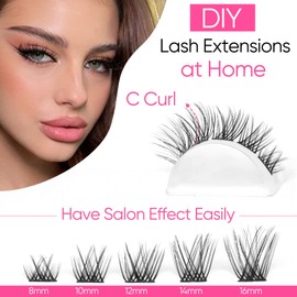 Lash Clusters 72 pcs Natural Cluster Lashes DIY Individual Eyelash Extensions 3D Wispy C Curl False Eyelashes 8-16mm Mixed Length Lash Extension Supplies Pack by EYDEVRO