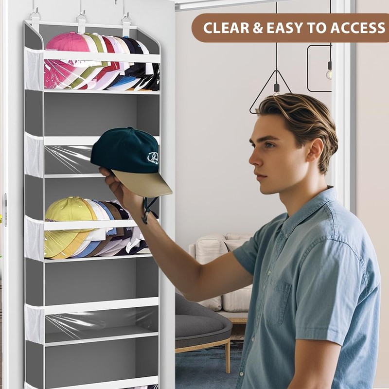 KYEVIS Over The Door Hat Organizer for Baseball Caps, Hold