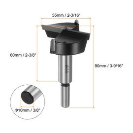 HARFINGTON Forstner Drill Bit 55mm (2-3/16") Tungsten Carbide Wood Forstner Bit Opener Cutter for Hinge Hole Drilling Woodworking, Black