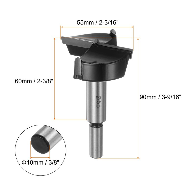 HARFINGTON Forstner Drill Bit 55mm (2-3/16") Tungsten Carbide Wood Forstner