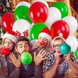 100 Pcs Christmas Balloons Latex Balloons 5Inch Mini Green Red White Balloons,Xmas Decorative Party Balloons Small Balloons Birthday Balloons for Christmas Party Decorations Anniversary Festival