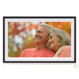 YunQiDeer Digital Picture Frame, 15.6 Inch Large Frameo Digital Photo Frame WiFi, 32GB, 1920 * 1080 IPS HD Touch Screen, Tabletop&Wall-Mounted, Share Picture Video (15.6inch Black with White Mat 32GB)