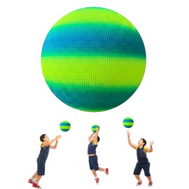 ARVOV PVC Bouncy Kickball, PVC Rainbow Ball, Children's Play Ball, Water Ball Football, Beach Ball, PVC Ball for Indoor Outdoor 8.5 Inch (Blue and Yellow)