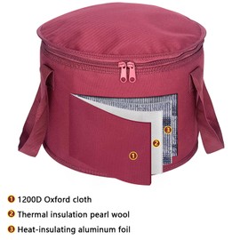 Oseeny 2 Pack Round Casserole Carrier Insulated Bags, Pie Tray, Insulated For Cold, 12.5 In Pie Carriers For Transport (Red)