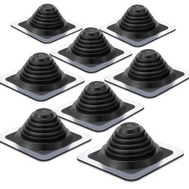 Yaocom #3 Metal Roof Vent Boot Chimney Flashing Roof Jack Pipe Vent for Pipe Diameters 1/4-5-3/4 Sleeve Square Base Epdm Stove(8 Pcs,8 Inch)