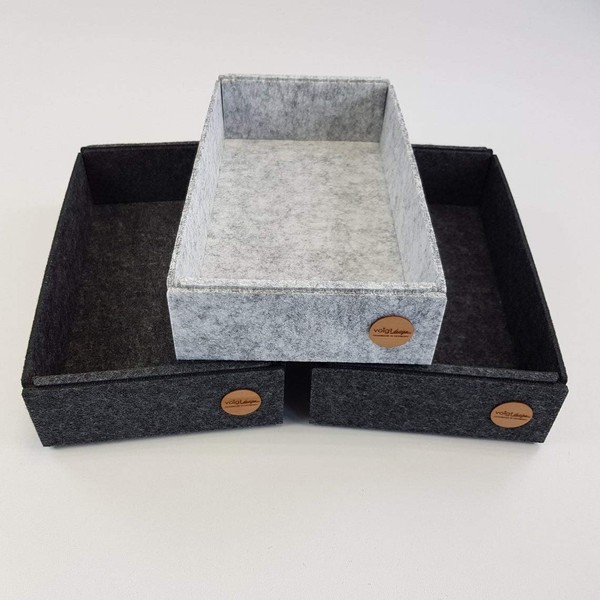 Box Felt Storage Organiser Drawer Box Shelf Box Cabinet Box Basket 6 Sizes (G3H - 30 x 15 x 6 cm, Mottled White/Grey)