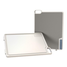 Cutting Board Double Sided, Large Stainless Steel and Wheat Straw PP, Non-Slip Edges, Easy to Clean, Food-Grade & Dishwasher Safe Chopping Board for Kitchen