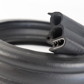 Car Door Rubber Seal Strip Trim with EPDM Three Side Bulbs, Large Bulb Heavy Duty Automotive Weather Stripping for Cars, Trucks, RVs, Boats, Cabinets, and Home Applications (5 Ft)