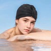 ST Wrinkle Spandex Warm Swim Cap Swim Cap Black Alphabet