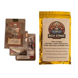 Rich Strike Football Card Triple Auto Third and Goal Mystery Pack. 3 Guranteed Autograph Football Cards.