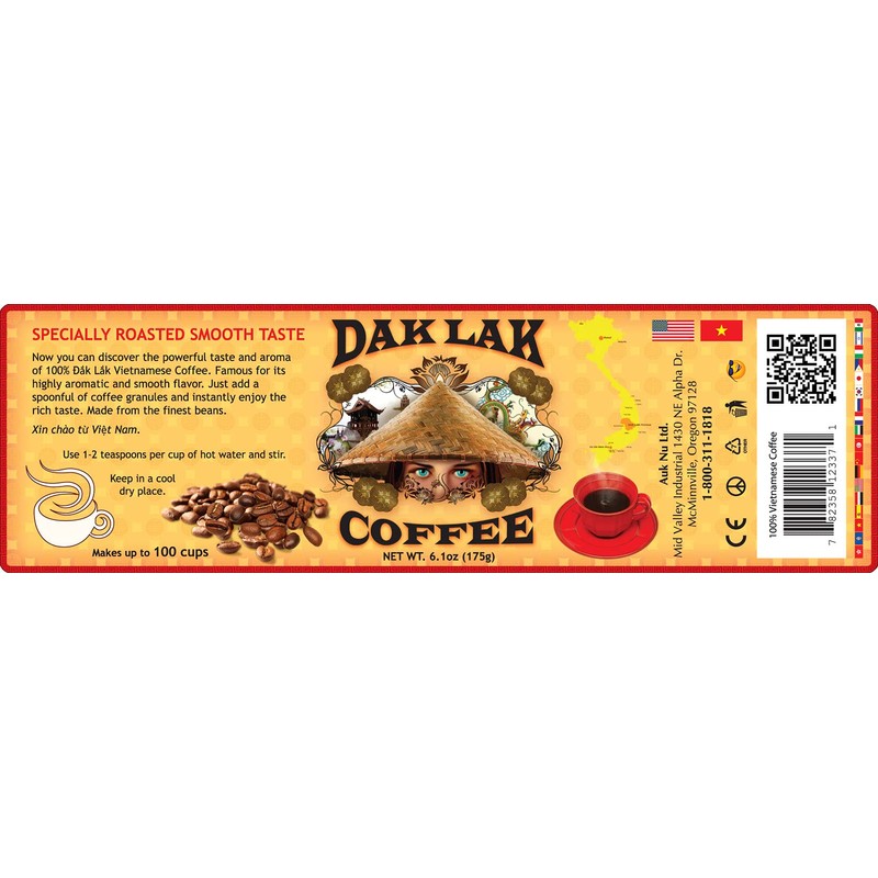 Dak Lak 100% Freeze Dried Vietnamese Instant Coffee, 175 Gram