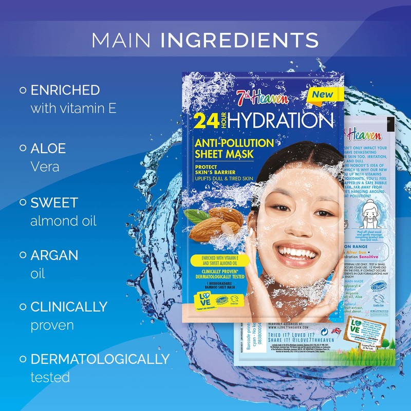 7th Heaven 24 Hour Hydration Biodegradable Bamboo Mask Enriched with