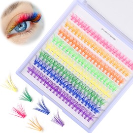 MUIIGOOD Colored Lash Extension Kit 160 Pcs DIY Lash Clusters Individual 14mm 16mm Mixed 6 Colors Soft False D Curl Eyelashes Rainbow Colorful Cluster Lashes Reusable Fluffy Lash for Women Girls