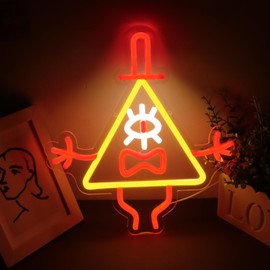 ASDGGBL Gravity Neon Sign Falls Bill Cypher Yellow Triangle Monster Neon Gravity Neon Falls Logo Wall Decoration Home Door Bar Restauran Bathroom Cafe Street Office Dormitory Garage