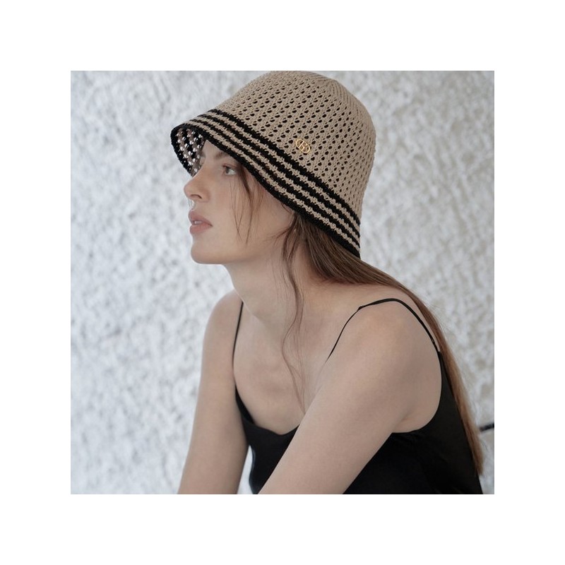 Hazzys (광주신세계)베이지 라인배색 면혼방 벙거지모자 HILG5E110I2 (Beige Line Color-Blocked Cotton