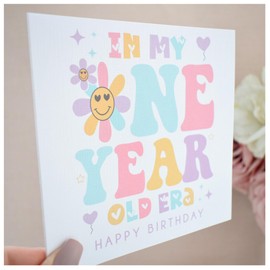 Happy 1st Birthday Card | Taylor Era Birthday | In My 1 Year Old Era | Eras Card | First Bday Daughter Niece Cousin Best Friend Card | 148mm Square Modern Greeting Card