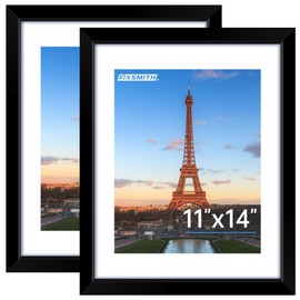 FIXSMITH 11x14 Picture Frame, Black Photo Frame with HD Plexiglass, Display Pictures 8x10 with Mat or 11x14 Without Mat, Picture Frames Collage for Wall Display, 2 Pack
