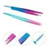 Healvian 2pcs Professional Eyebrow Tweezers Portable Stainless Tool with Brush