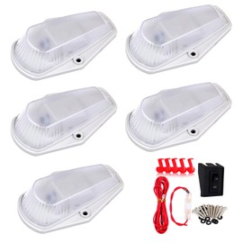 cciyu 5x Clear Len 15442-E LED Cab Roof Marker Lights Wiring Pack For Ford For F-150 1980-1997 For Ford For F-250 1980-1997 For Ford For F-350 1980-1997