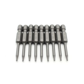 TEMO 10 Pieces T6 Torx Star Head Screwdriver Bit Set, S2 Steel 6 Point T-6 Reduced Round Shaft Screwdriver Insert Bits Hex Shank