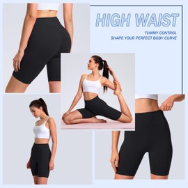 VALANDY - Pantalones cortos de ciclismo para mujer, pantalones cortos de entrenamiento de cintura alta para mujer, pantalones de yoga, 8 pulgadas, opacos suaves, 1 paquete-negro, XXL