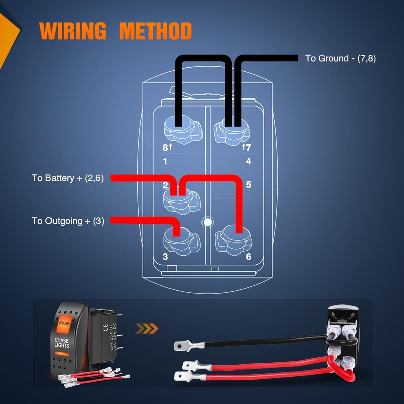 Nilight UTV Chase Lights Rocker Switch On Off 5 PIN
