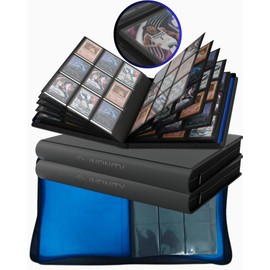 Premium Top Loader Binder for 288 Cards - 9 Pocket Double Sided Easy Flip Pages - Zipper-Enclosed Ringless Toploader Binder (Scratch Resistant, Blue & Black Interior, 2-Pack 288 Cards)