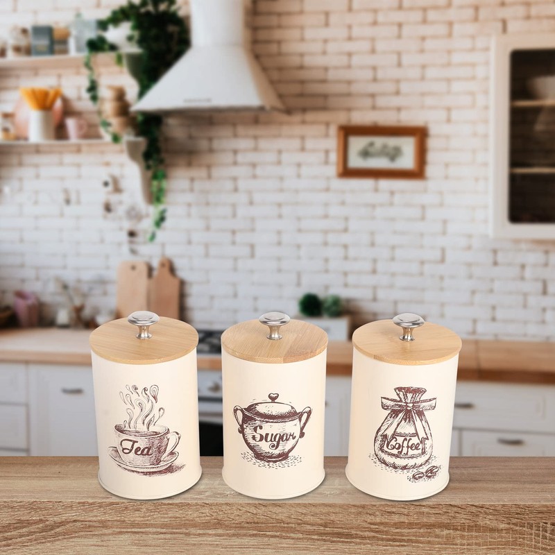 Kitchen Containers Set of 3 for the Coffee Bar -Metal