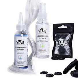 Tape in Extension Remover & Adhesive Residue Cleaner Professional Kit, YIAE Selection Extra Strong Lemon Oil Wig Tape and Adhesive Remover, Wig Glue Remover Tape in Remover Gentle on Skin-(100+100ml)