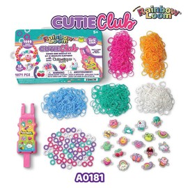 Rainbow Loom 2X Auto Loom + 6000 Mystery Rubber Bands - Innovative Design for Bracelet-Making Fun and Creative Accessories Elastic:_Rainbow Loom Cutie Club Kit for Kids 5+!
