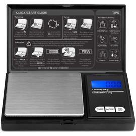 Mini Scale LCD Display Small Jewellery Coins Kitchen Baking Precision Digital Protable with Back-lit LCD Display,Stainless Steel Weight Platform for Kitchen Cooking, Coffee, Jewellery 1g To 200g