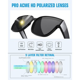 Pro Acme Polarised Men's Sunglasses, Oversized Space Over Glasses Shades for Men Women Wrap Around UV Protection, A1 Matte Black | Black