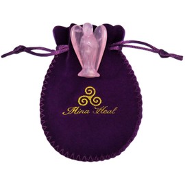 Mina heilende Schutzengel-Figuren in Taschengröße, hergestellt aus hochwertigem Rosenquarz und Edelsteinkristall, die Liebe, Frieden und Heilung repräsentieren, One piece