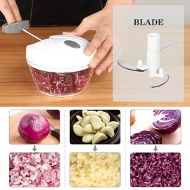 Cambom Manual Food Chopper Vegetable Cutter, Hand String Vegetable Chopper Onions Cutter for Vegetable Fruits Nuts BPA Free Food Safe Material, 550ml White