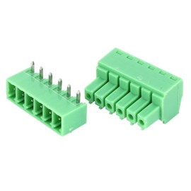 Screw Terminal Block, 10 Pairs 6-Pin Screw Terminal Block Connector 15EDG 3.81mm Pitch Male Female Pluggable Terminals