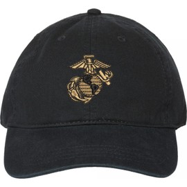 U.S. Marine Corps Eagle, Globe, and Anchor (EGA) Unstructured Dad Cap (Black)