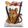 Cute Cartoon Degu Eating Pizza Tote Bag