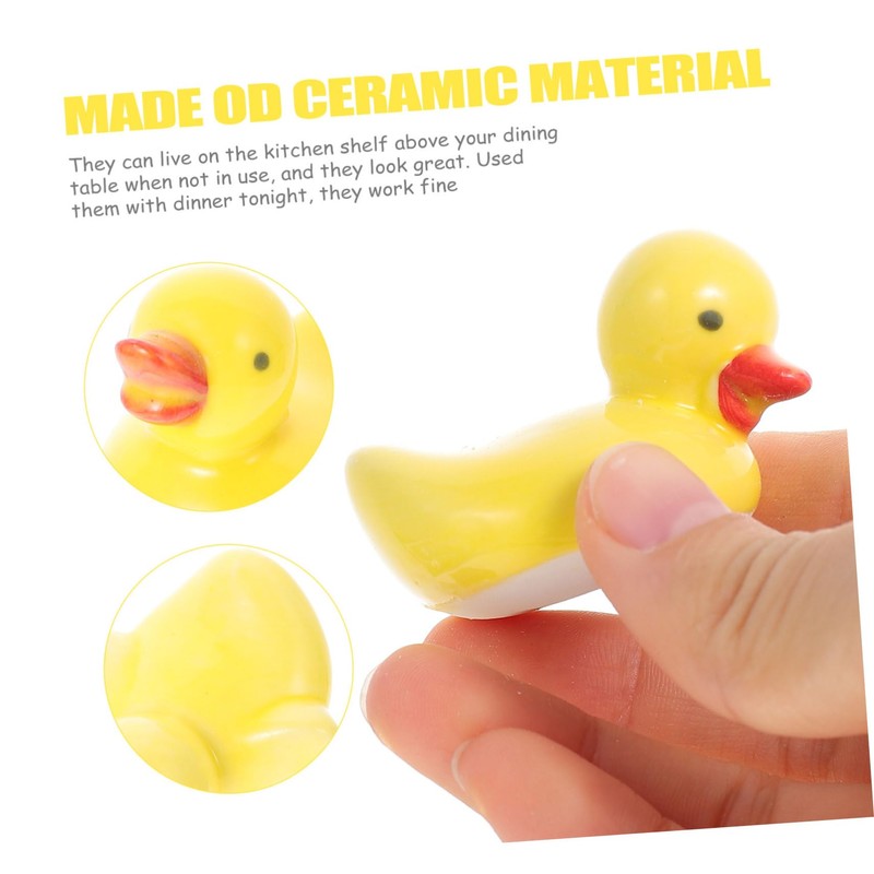 MAGICLULU 6Pcs Adorable Duck Shaped Chopstick Rests Yellow Ceramic Tableware