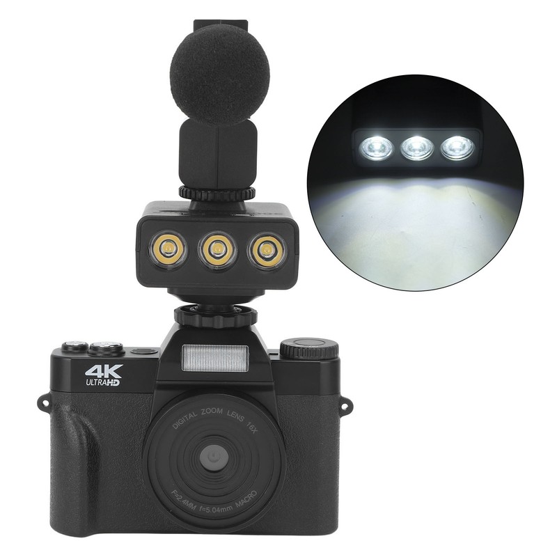Digital Camera with Microphone Fill Light 1500mAh 3 In 16x