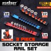 3Pc Double Sided Socket Holder Tool WorkShop Organizer Rails Rack