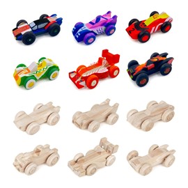 12 Pcs Unfinished Wooden Cars, Wooden Cars to Paint DIY Arts and Crafts Kit for Kids Home Activities Family Handicraft Projects and Easy Woodworking (Paints and Brushes not Included)