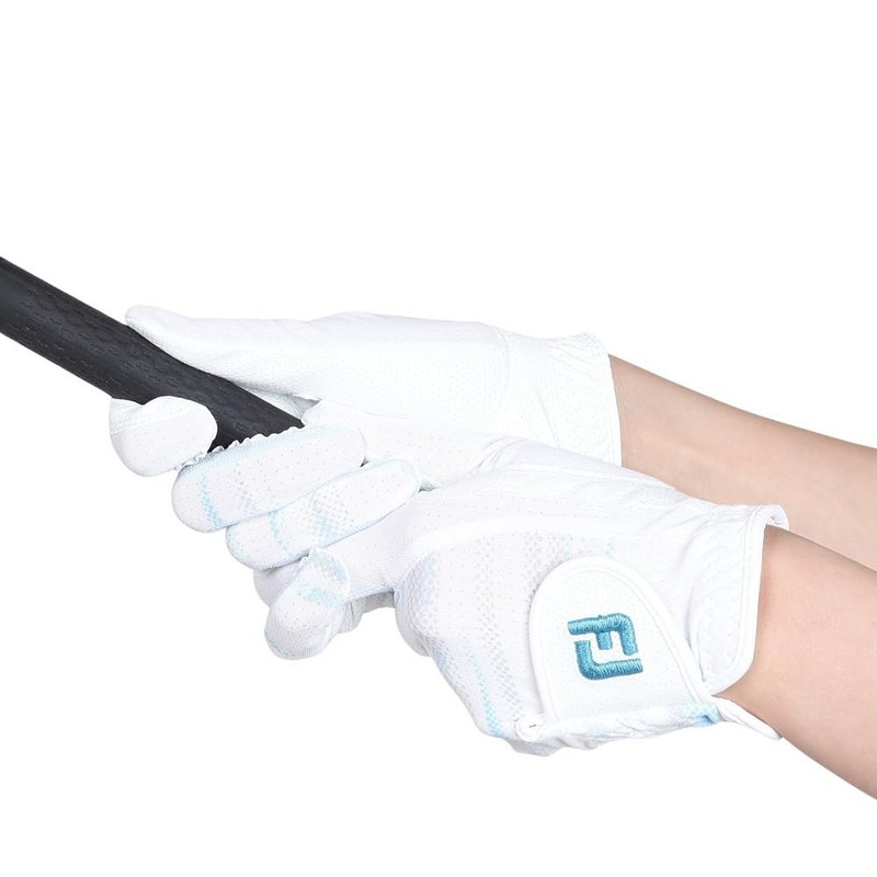 FootJoy Women's Golf Gloves, Staycool EX, Ambidextrous, White/Blue, 8.3 inches