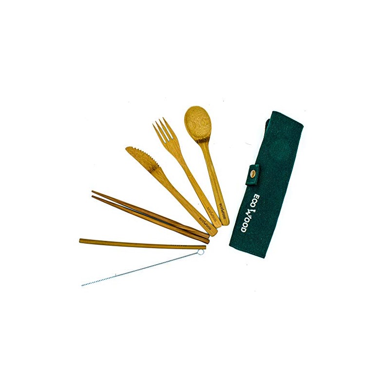 Ecowood® Juego de Cubiertos de Bambú - Incluye 7 Piezas