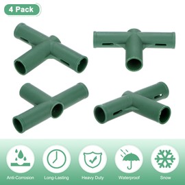 M METERXITY 4 Pcs 19mm Greenhouse Frame Building Connectors, 3 Way Flat Pipe Fitting for Grape Trellis/Sunscreen Shed/Gardening Plant Stakes, Greenhouse Accessories [Green]