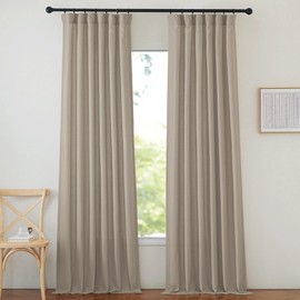 NICETOWN Thick Flax Linen Living Room Curtains 108 inches Long, Pinch Pleated Linen Blend Drapes Privacy with Light Filtering Window Treatments for Bedroom/Living Room, W50 x L108, 2 Panels
