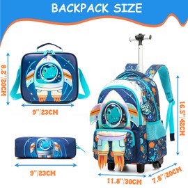 ZBAOGTW Kids Rolling Backpack for Boys Rolling Backpack for Kids Ages 8-12 Roller Backpacks for School Boys Backpacks for Elementary Primary with Lunch Box Pencil Case