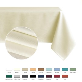 maxmill Jacquard Table Cloth Swirl Pattern Spillproof Wrinkle Resistant Heavy Weight Soft Tablecloth for Kitchen Dinning Tabletop Decoration Outdoor Picnic Rectangle 52 x 70 Inch Ivory