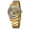 WINNER Men Hollow Full Automatic Mechanical Waterproof Watch Wristwatch (Gold)