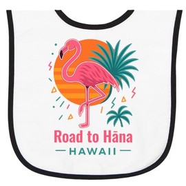 inktastic Road To Hana Hawaii Flamingo Tropical Vibes Baby Terry Cloth Bib White and Black 46c86